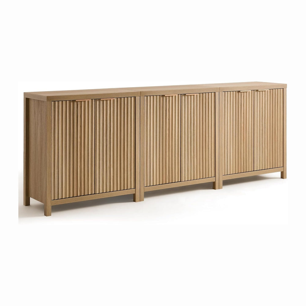 OAKHAM Home Oxford Storage Cabinet Fluted Sideboard Buffet with Adjustable Sh...