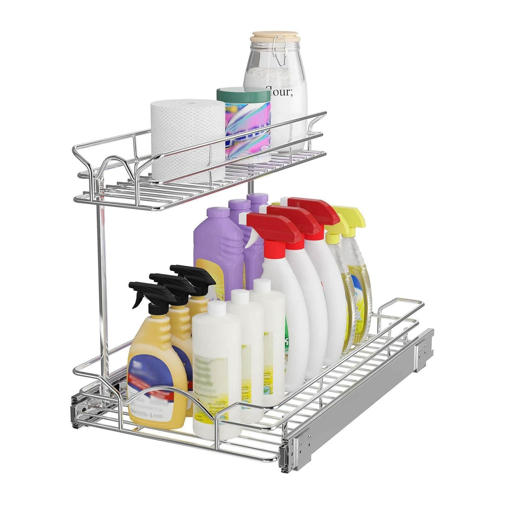 OCG Under Sink Cabinet Organizer Two Tier Pull Out Shelf (14.75W x 17D), Unde...
