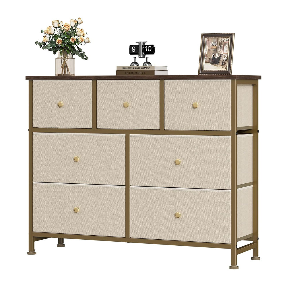 OLIXIS 7 Drawer Fabric Dresser, Storage Tower for Bedroom and Closet