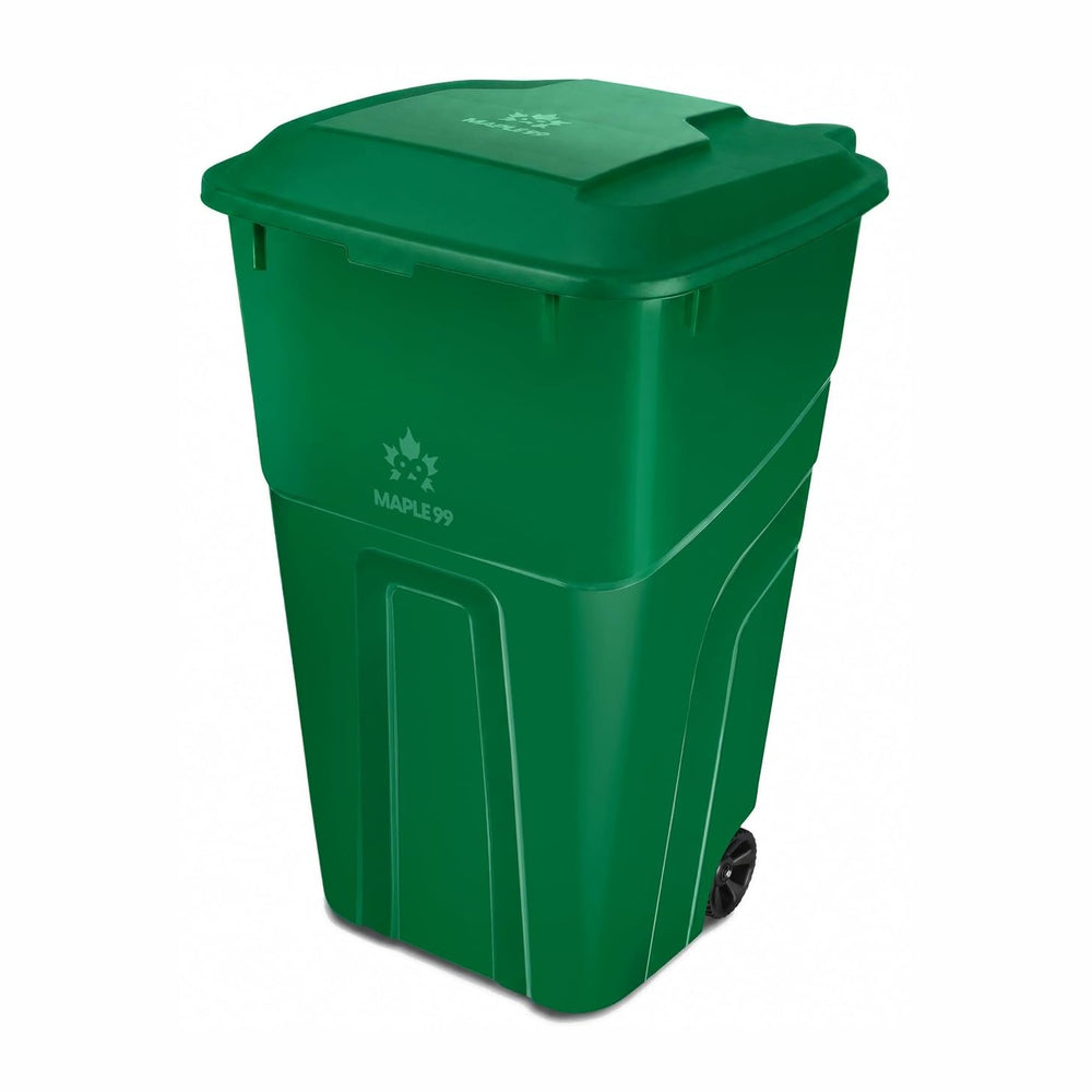 Outdoor Garbage Can with Lid, 32 Gallon Wheeled Large Trash Can, Snap Lid
