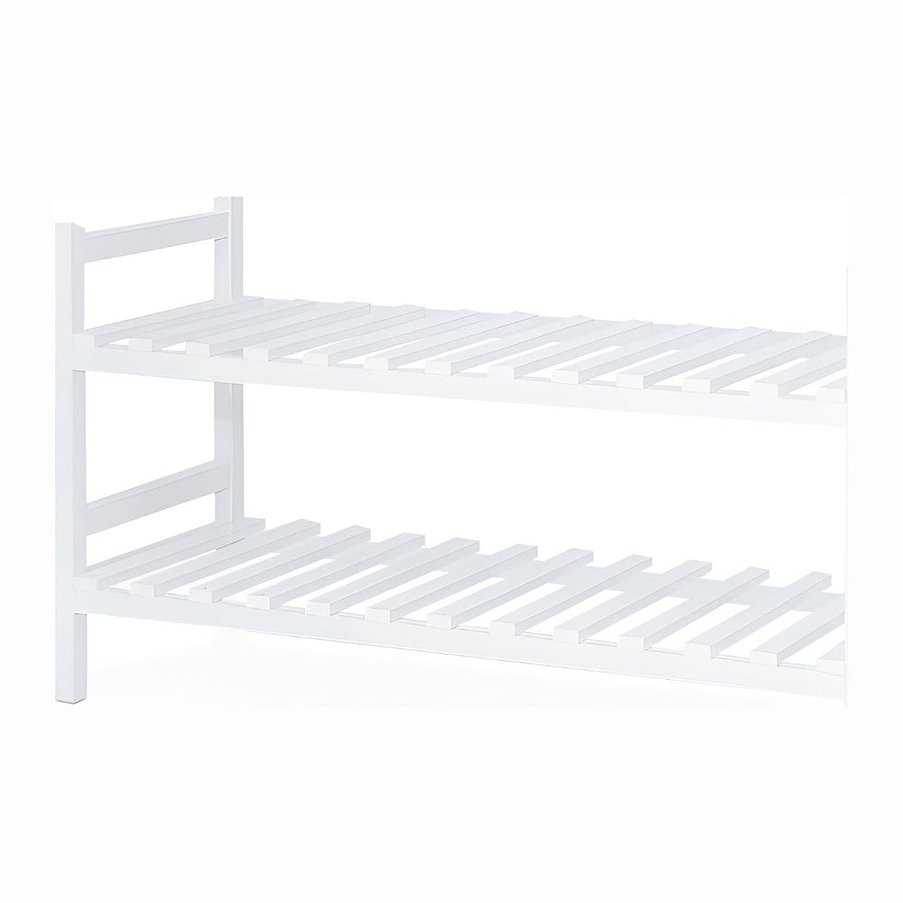 PJ Wood - Stackable White Wooden Shoe Rack - 2 Tier, 6 Pair