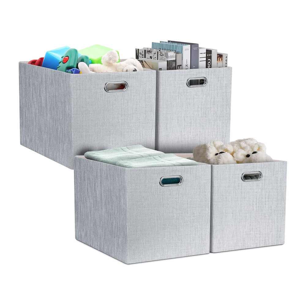 Posprica 13x15x13in Collapsible Storage Bins, Fabric Foldable Cube Storage Bo...