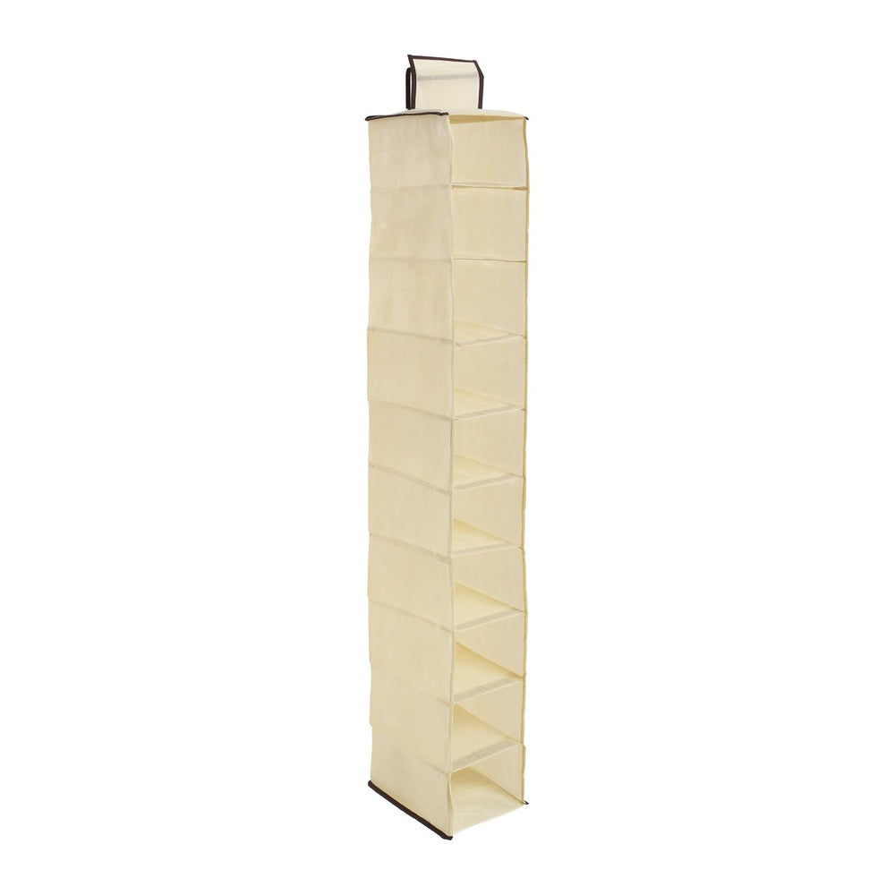 Premier Housewares Ten Section Hanging Shoe Organiser - 1 Piece, Cream,28 x 1...