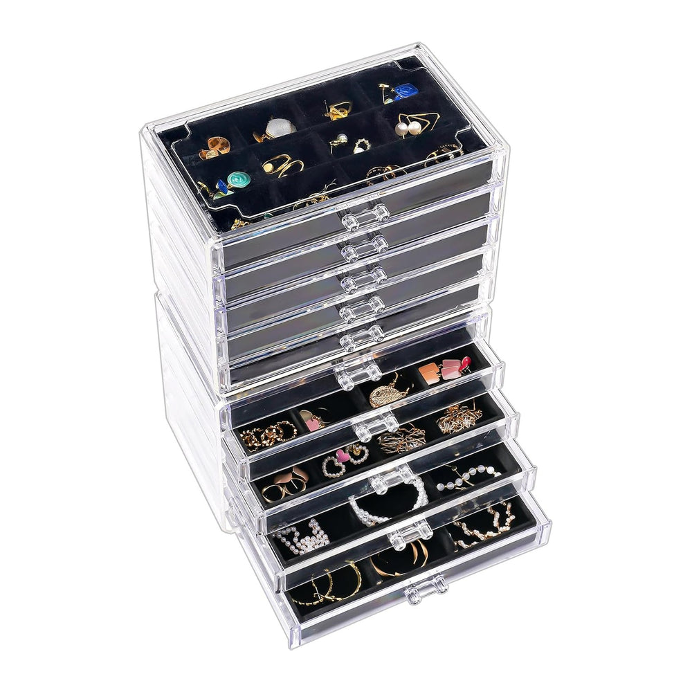 ProCase Earring Holder Organizer Jewelry Box with 10 Drawers, Black