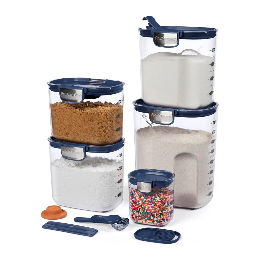 ProKeeper+ Airtight Food Storage Container Set – Clear Plastic Flour and Suga...