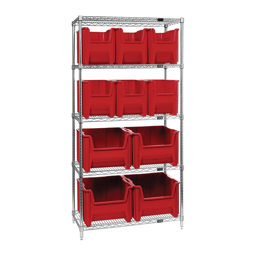 Quantum Storage Systems WR5-600800RD 5-Tier Complete Wire Shelving System wit...