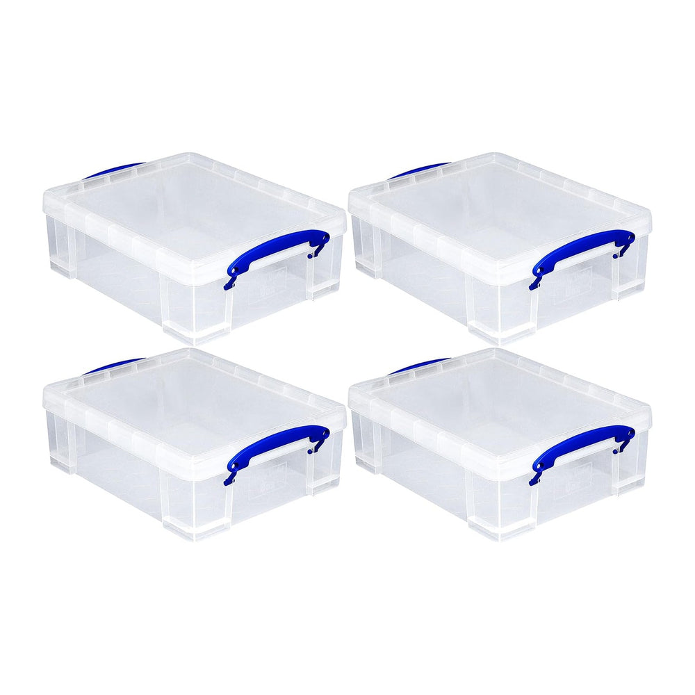 Really Useful Box 4 Pack Storage Bins, Clear Plastic Stackable Organizing Tot...