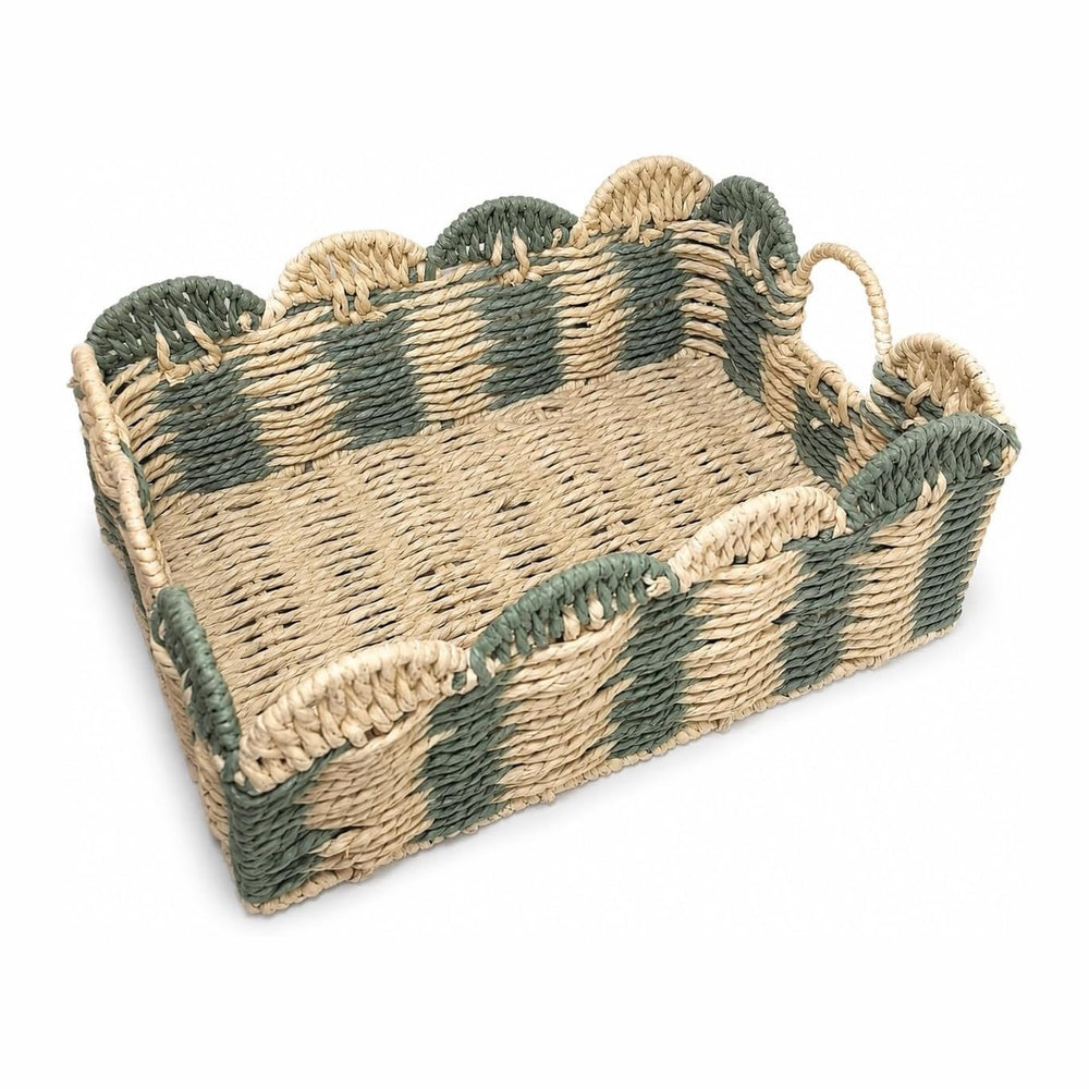 Rectangular Boho Decor Bin,Handmade Paper Rope Basket,Large