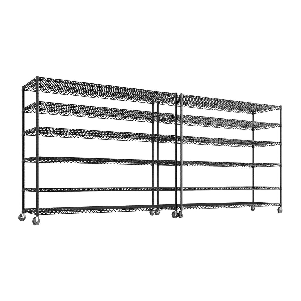 REIBII 6-Tier Wire Shelving Units with Wheels — 60" W Extra-Wide Heavy D...