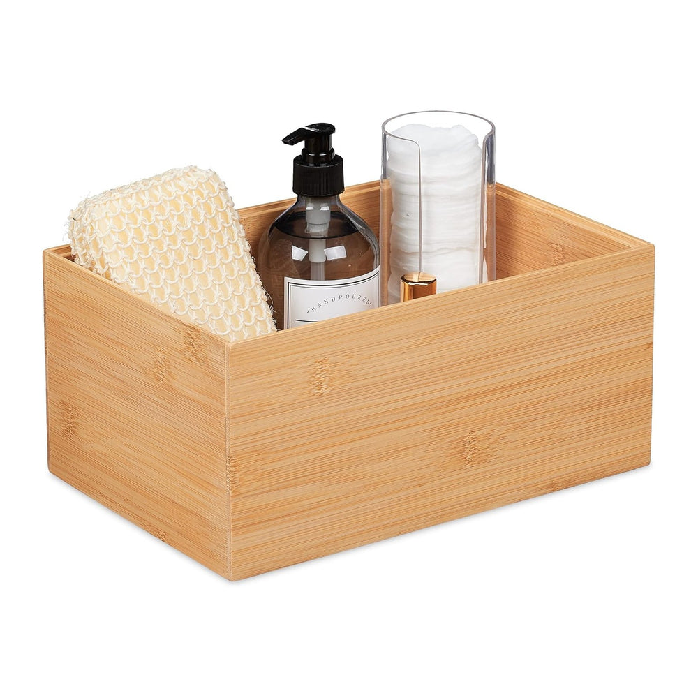 Relaxdays Storage Box, Stackable, Dimensions H x W x D: 14 x 30 x 20 cm, Bamb...