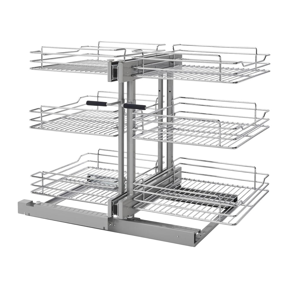Rev-A-Shelf Chrome 3-Tier Wire Pullout Organizer with Soft-Close for Blind Co...