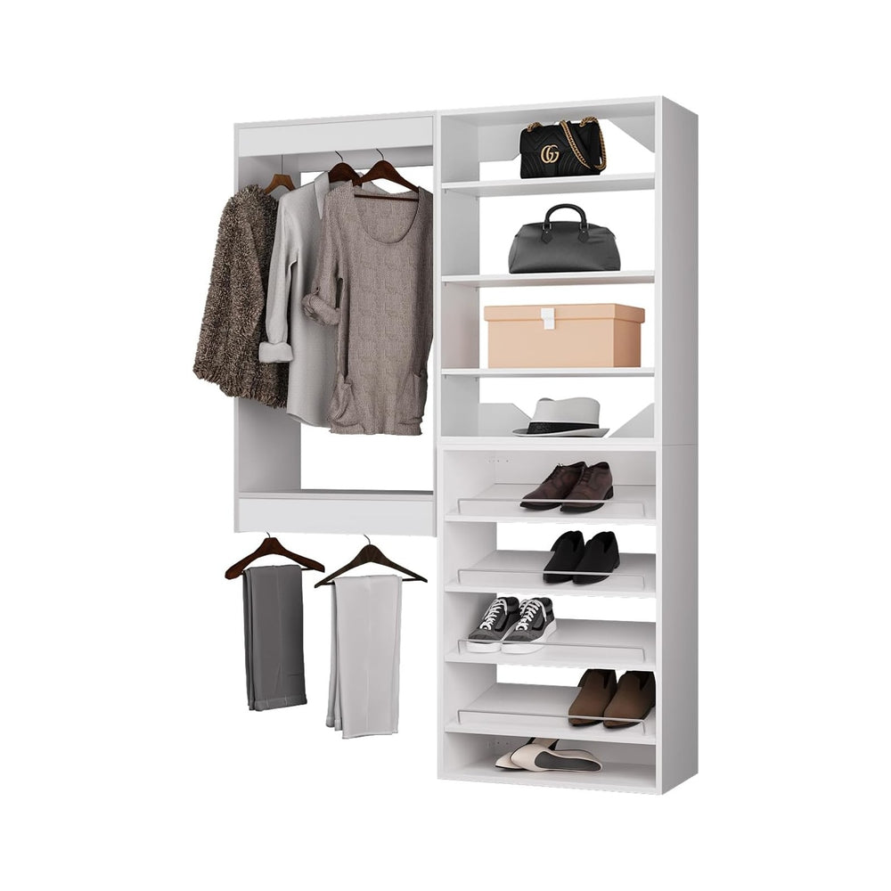 ROOMTEC Modular Closet System, 55" Wall Mounted Closet Organizer with Ha...