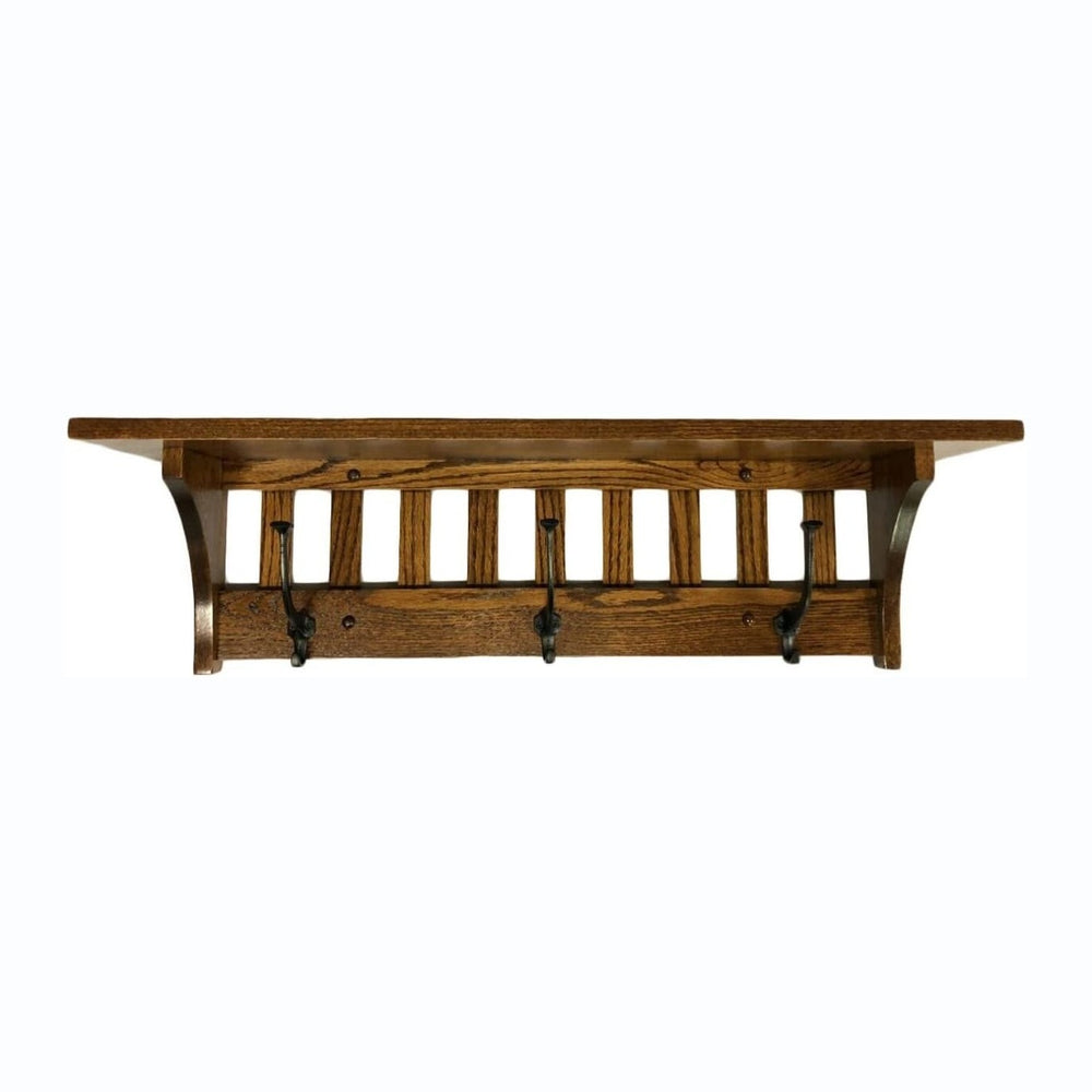 Rustic Red Door Co. Mission Style Coat Rack Wall Mounted with Shelf, Entryway...