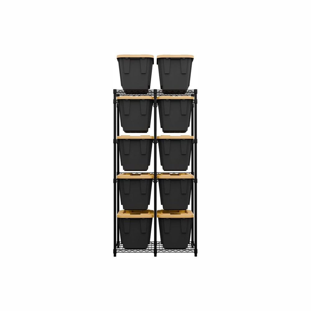 SafeRacks Bin Storage Rack with 10 Bins, 12-Gal Totes, Black