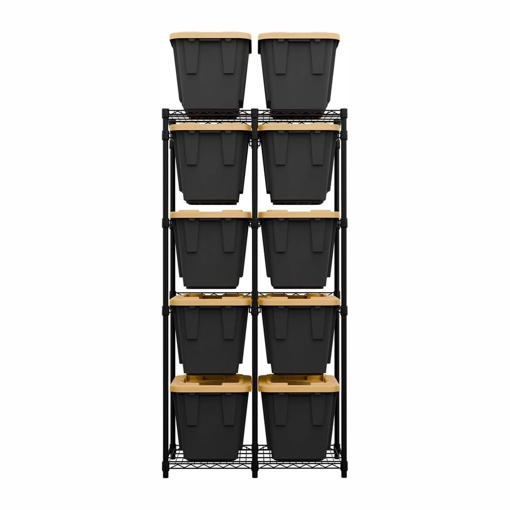 SafeRacks Bin Storage Rack with 10 Bins, 12-Gal Totes, Black
