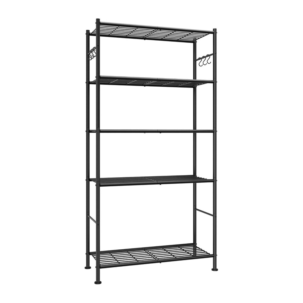 Sakugi Storage Shelves - 5-Tier Spacious Shelf Organizer with Hooks & Lev...