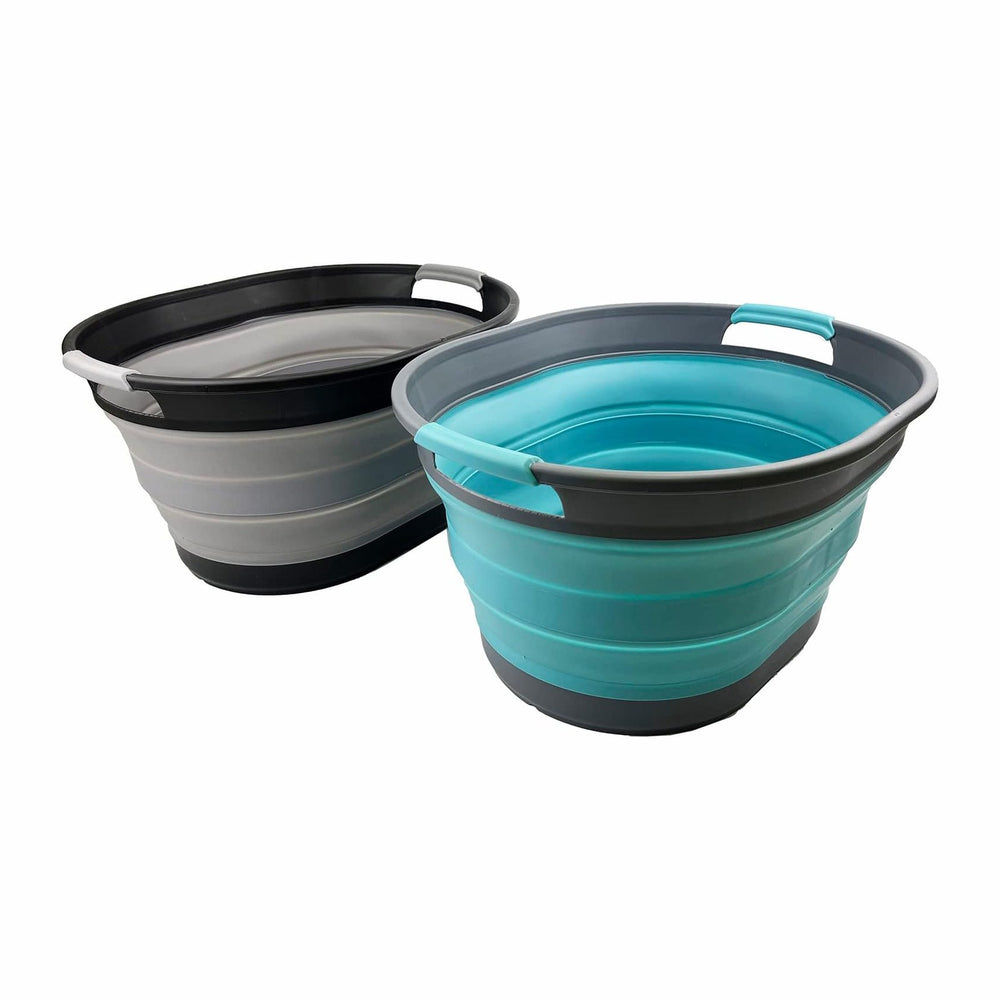 SAMMART 23L (6 Gallons) Set of 2 Collapsible Plastic Laundry Basket - Oval Tu...