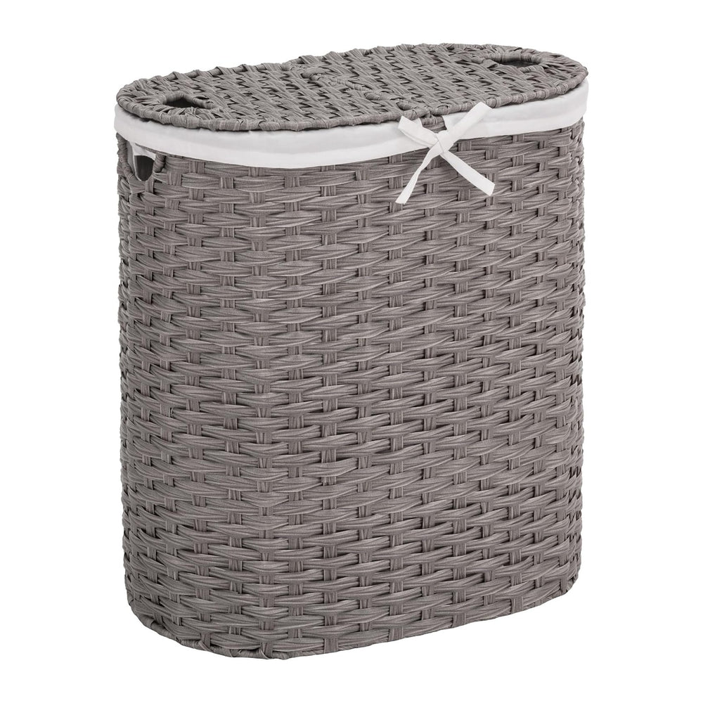 Seville Classics Premium Handwoven Portable Laundry Bin Basket with Carrying ...