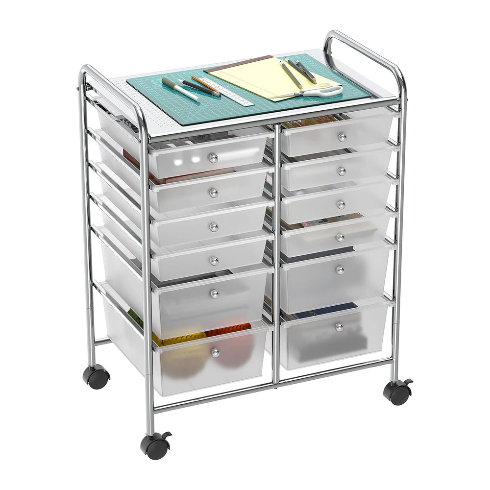 Simple Houseware 12 Drawers Rolling Utility Cart Organizer, Chrome