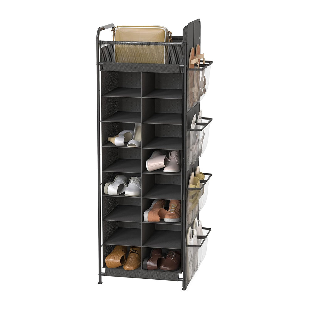 Simple Houseware 16 Cube Shoe Stand Tower Rack 8 Tier, Dark Gray