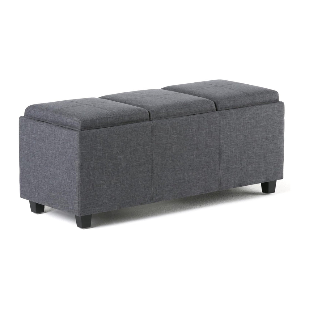 SIMPLIHOME Avalon 42 Inch Wide Contemporary Rectangle Storage Ottoman in Slate