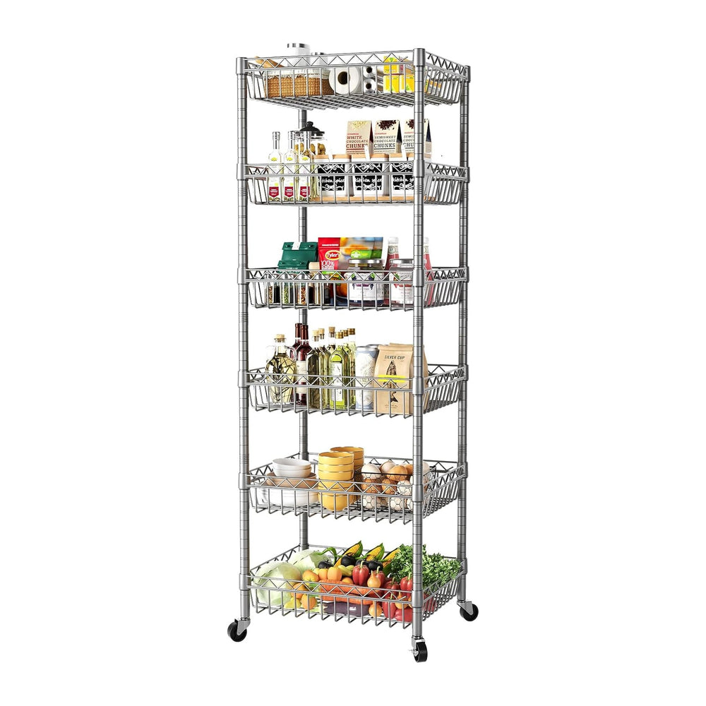 SINGAYE 6 Tier Shelf Wire Shelving Adjustable Storage Shelves Basket Rack