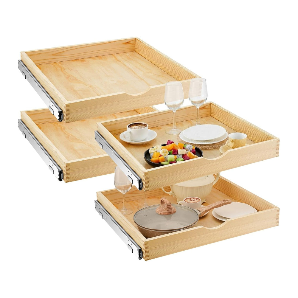 Sintuff 4 Pack Wooden Pull out Tray Cabinet Organizer, 24'' X 21'...