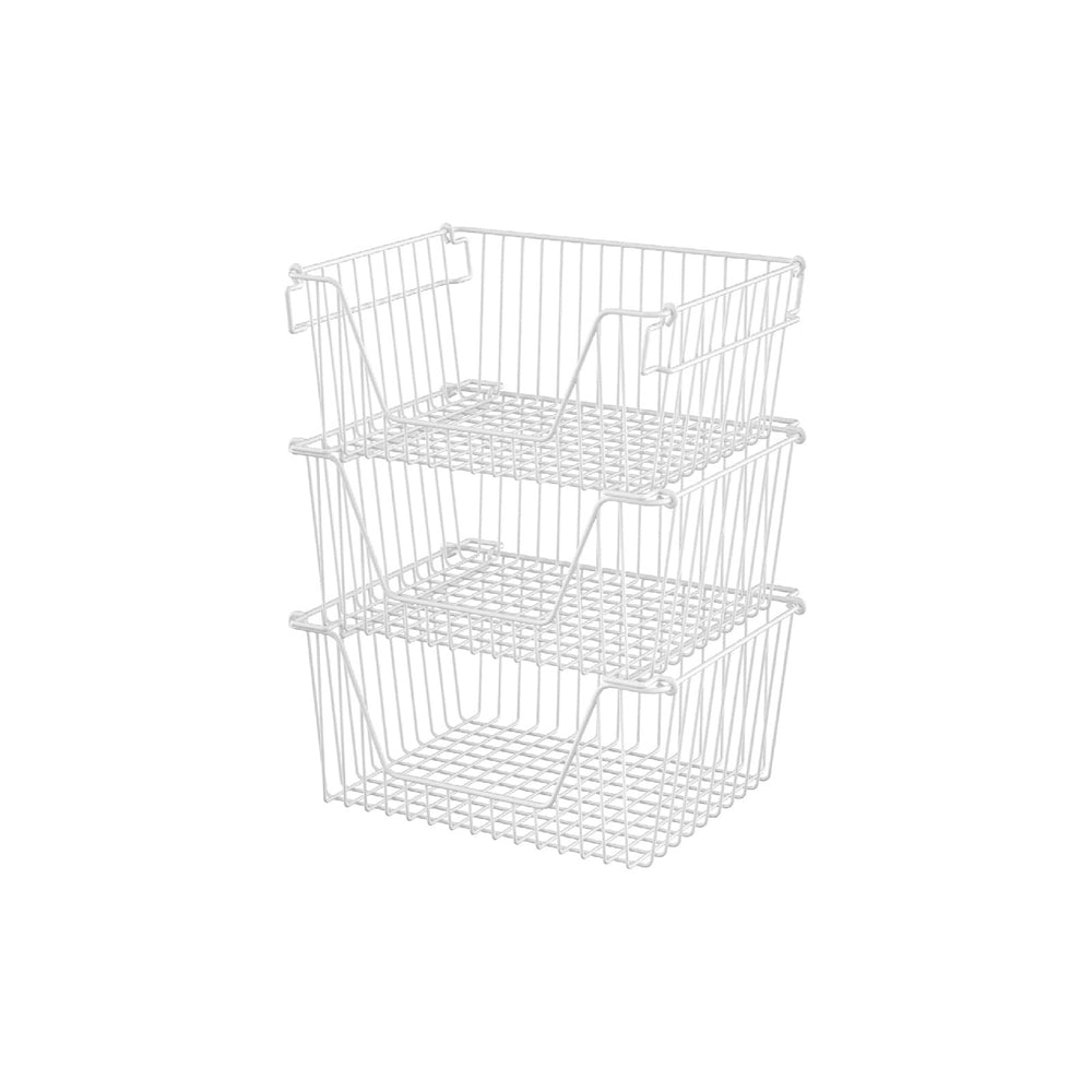 Slideep 14" Large Bin Baskets Stacking Baskets Sturdy Metal Wire Storage...