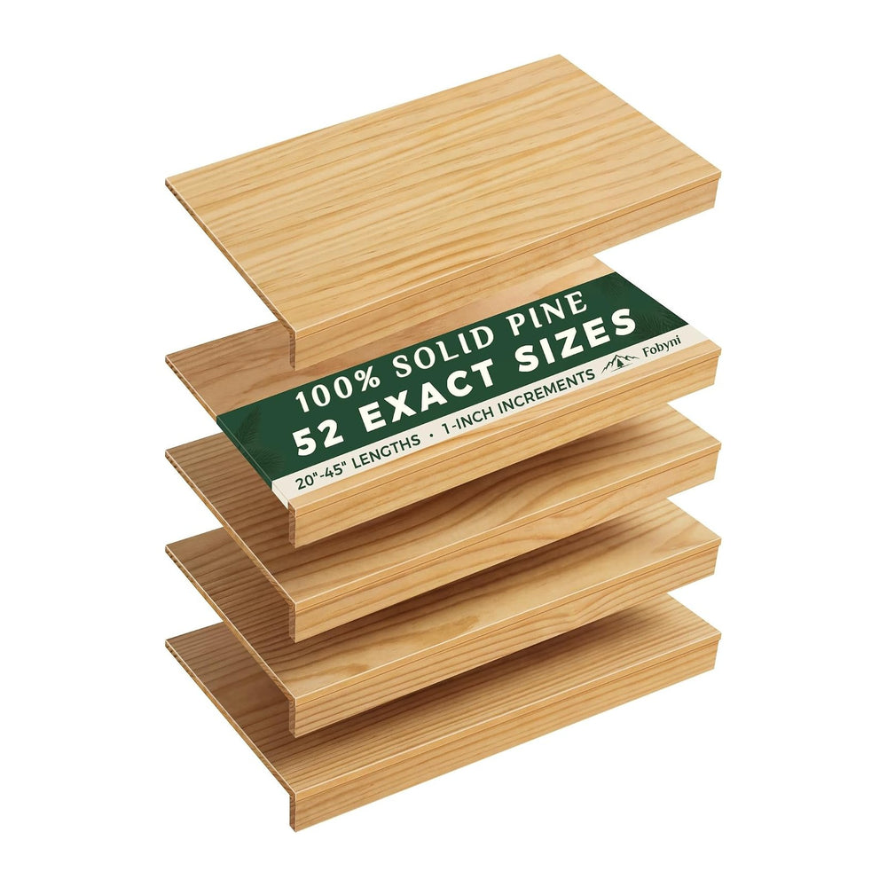 Solid Pine Wire Shelf Covers, 16" D x 21" L, Tool-Free Pantry Rack