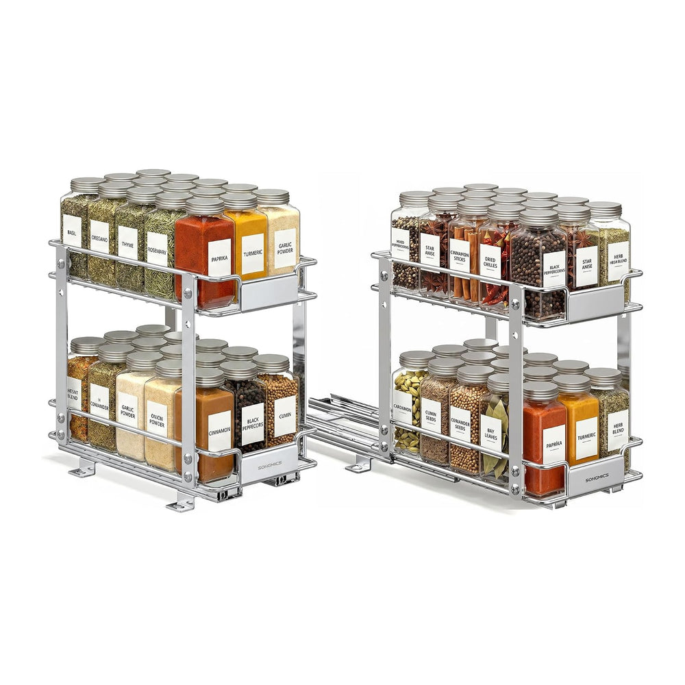 SONGMICS 4 Tier Pull Out Spice Rack for inside Cabinets, Organizer, Steel
