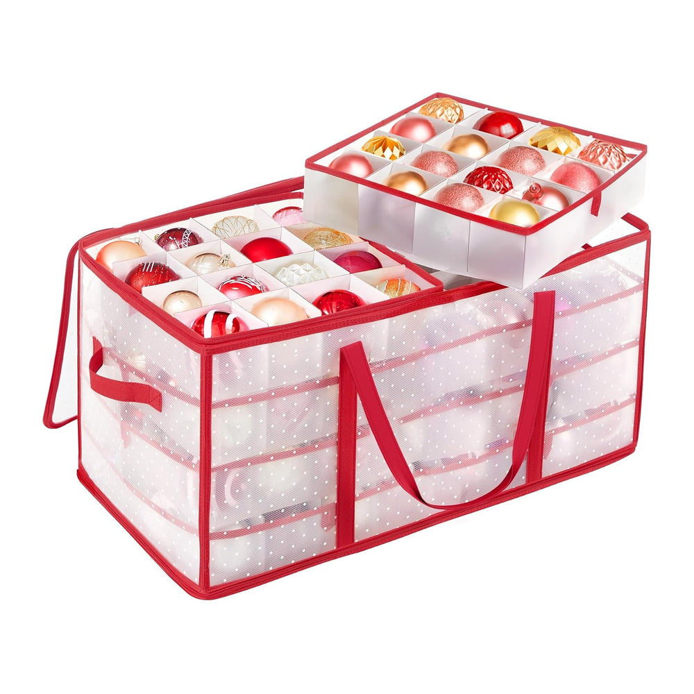 SONGMICS Large Christmas Ornament Storage Box, with 128 Slots