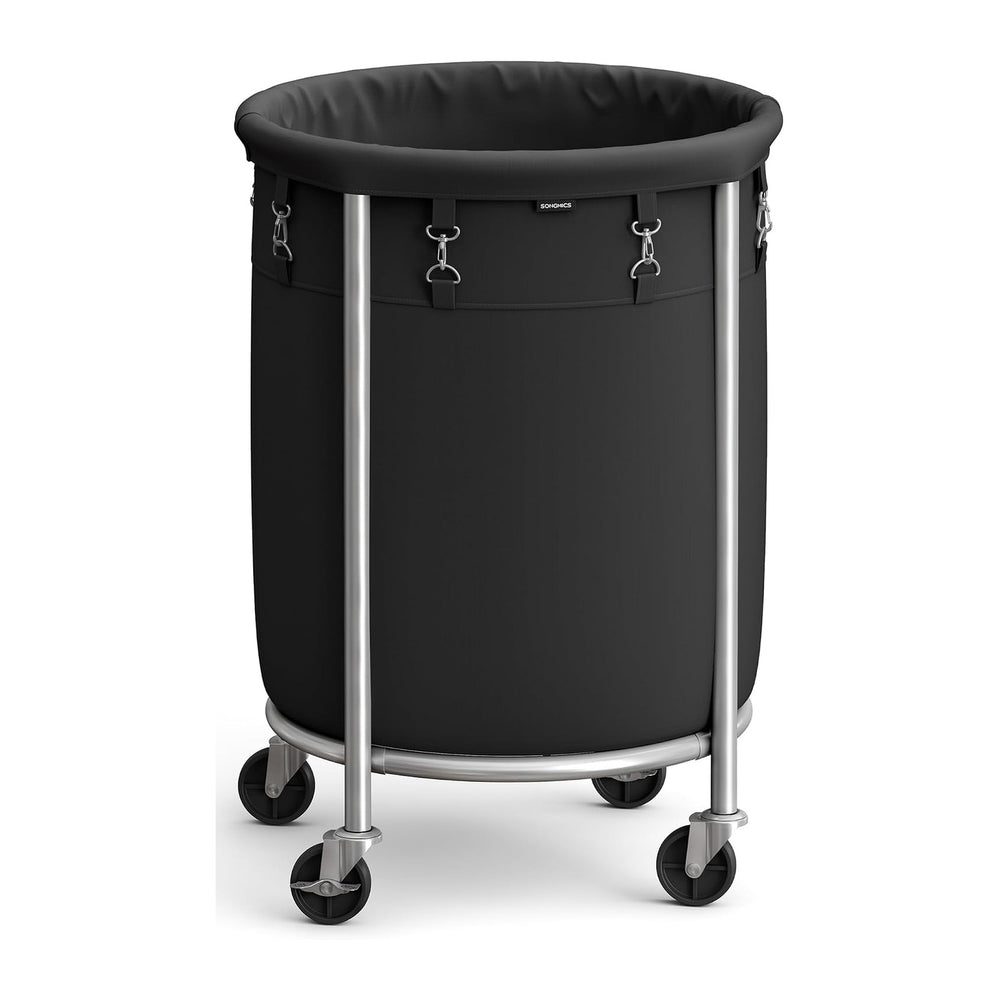 SONGMICS Laundry Basket with Wheels, 110L, Steel Frame, Removable Bag