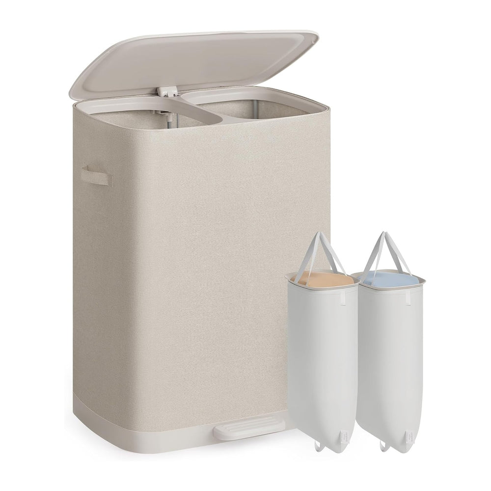 SONGMICS Laundry Hamper with Lid and Pedal, 160L Laundry Basket,2 Sections
