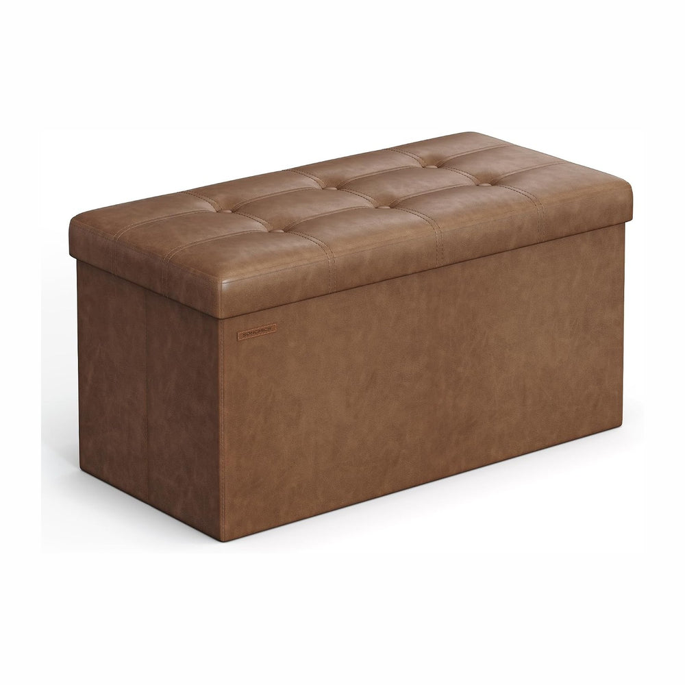 SONGMICS Storage Ottoman Bench, 30 Inches Folding Foot Rest Stool