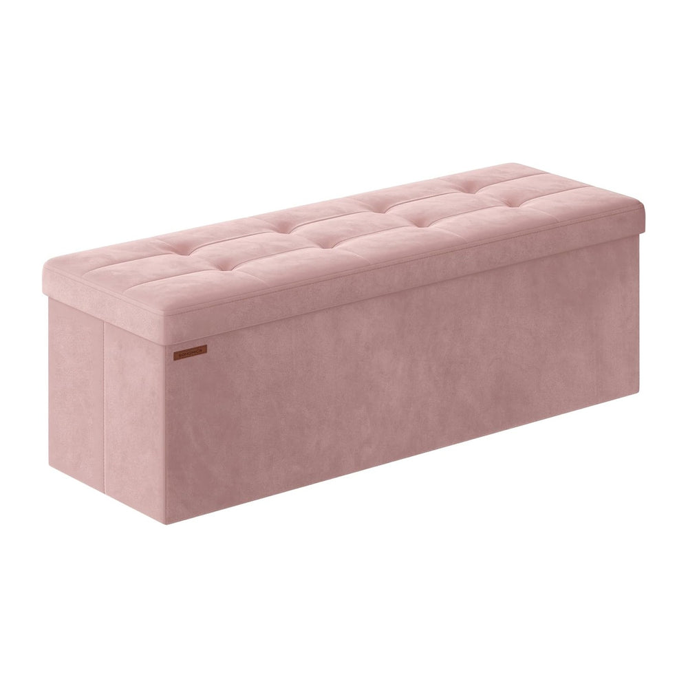 SONGMICS Storage Ottoman Bench, 43.3 Inches Velvet Foldable Foot Rest