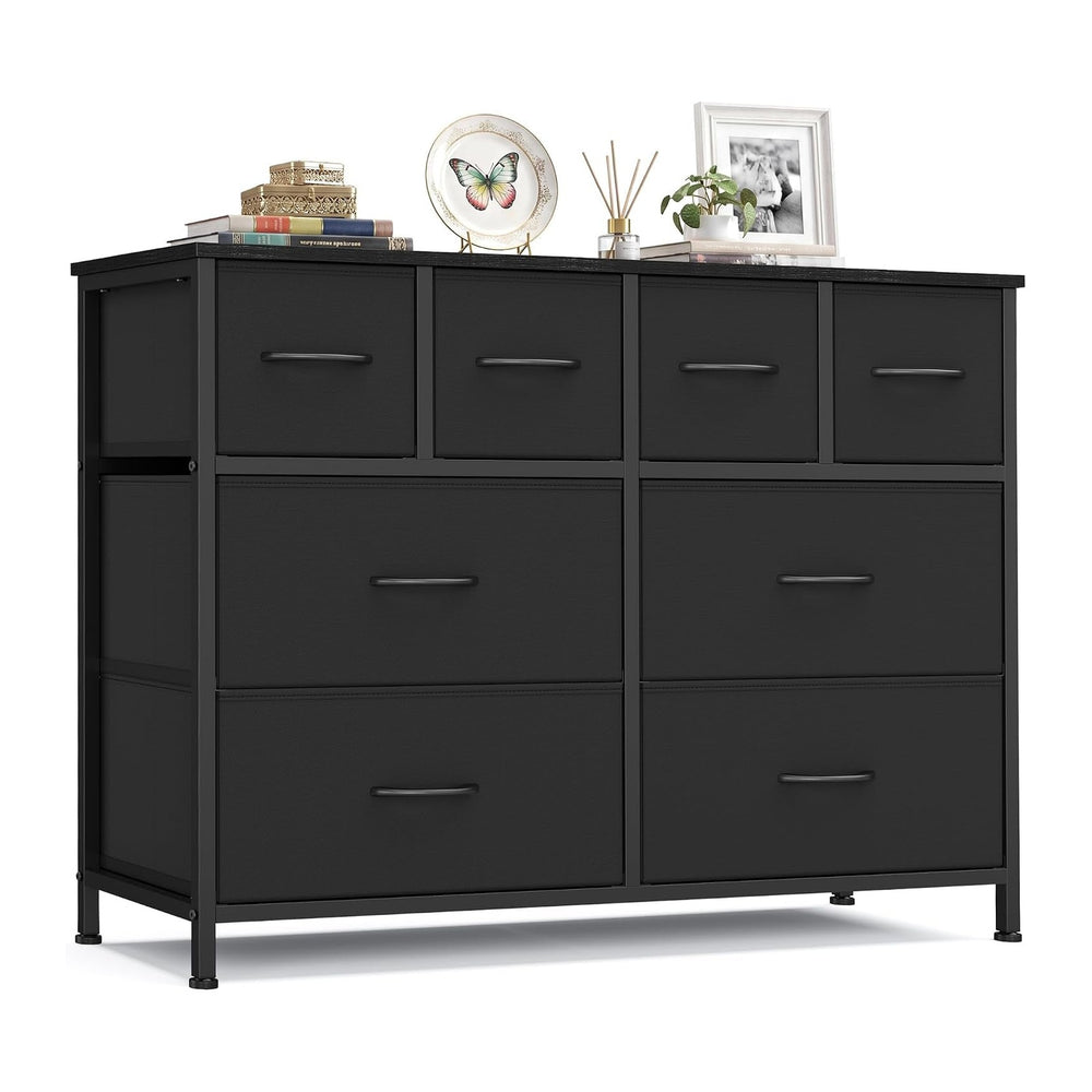 SONGMICS Wide Dresser for Bedroom, 8 Fabric Drawers with Steel Frame