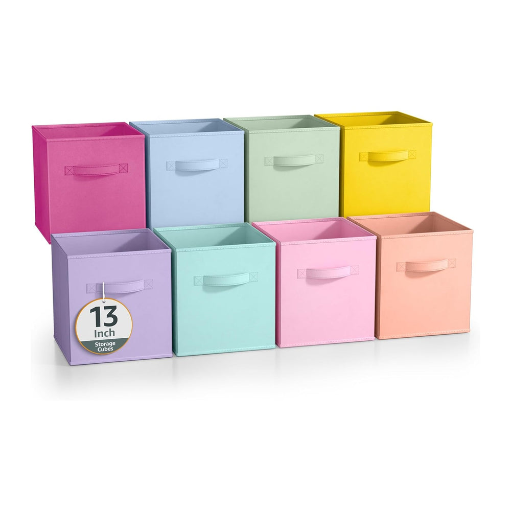 Sorbus 8-Pack Storage Cubes, Collapsible Fabric Baskets (13", Pastel)