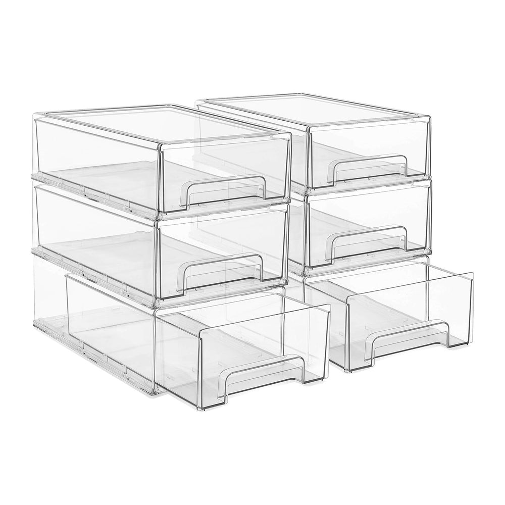 Sorbus Clear Stackable Storage Drawers for Refrigerator (Medium, 6 Pack)