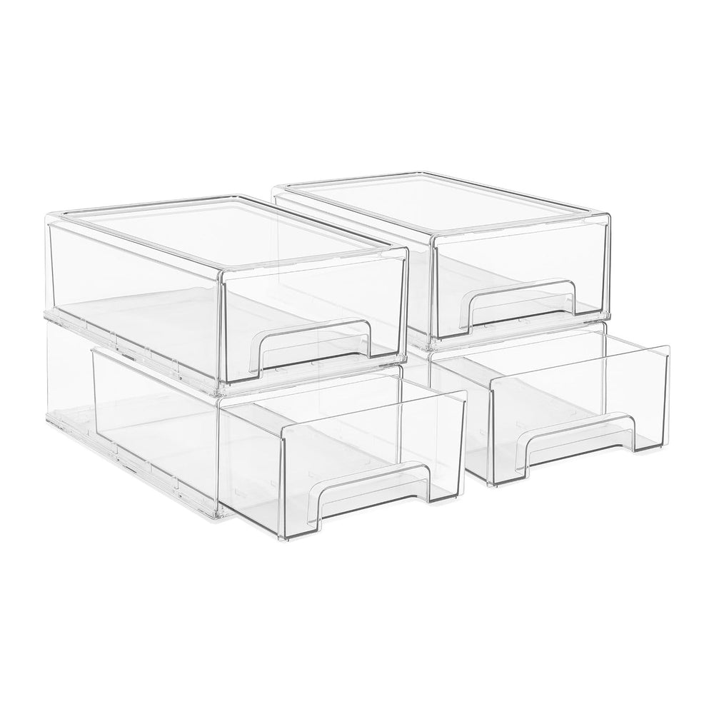 Sorbus Clear Stackable Storage Drawers for Refrigerator (Medium, 4 Pack)