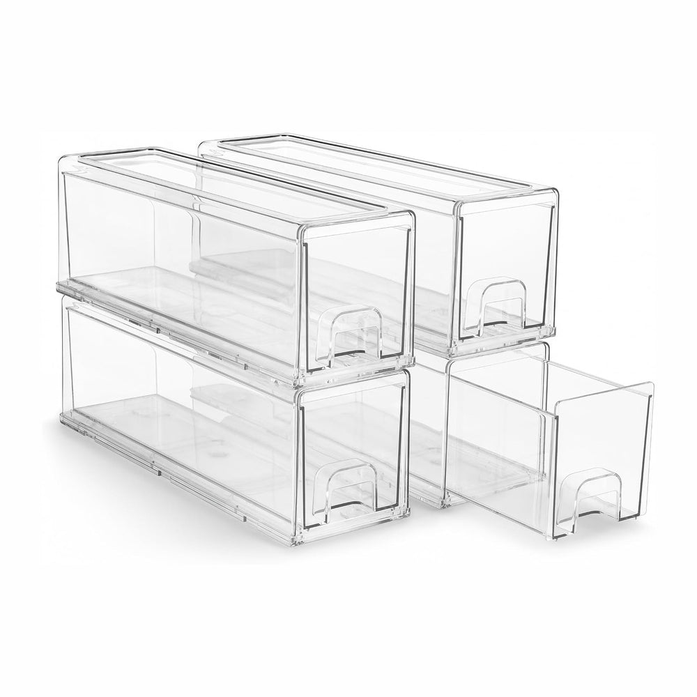 Sorbus Clear Stackable Storage Drawers with Pull-Out Bins (Small, 4 Pack)
