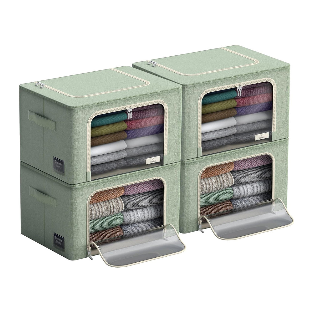 Sorbus Clothing Storage Bins with Clear Window, Metal Frame (4 Pack, Teal)