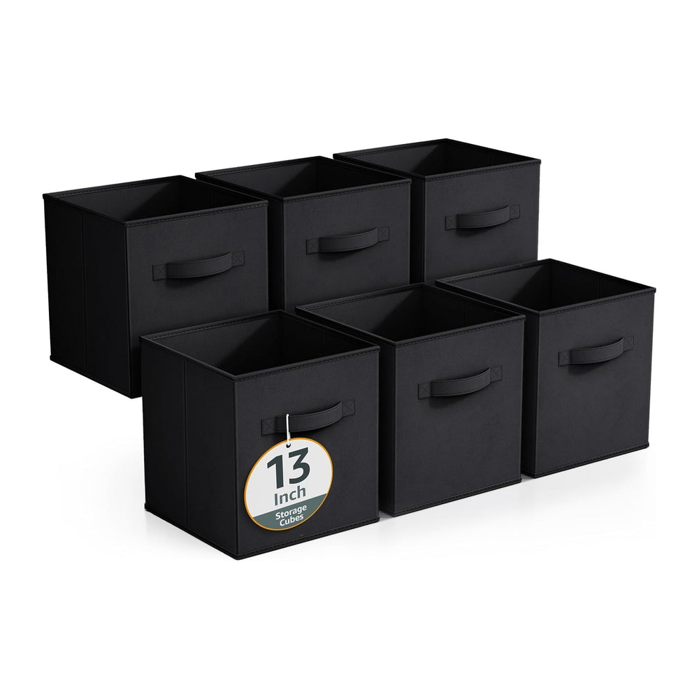Sorbus Fabric Storage Cubes, 6-Pack Foldable Bins (13 Inch, Black)