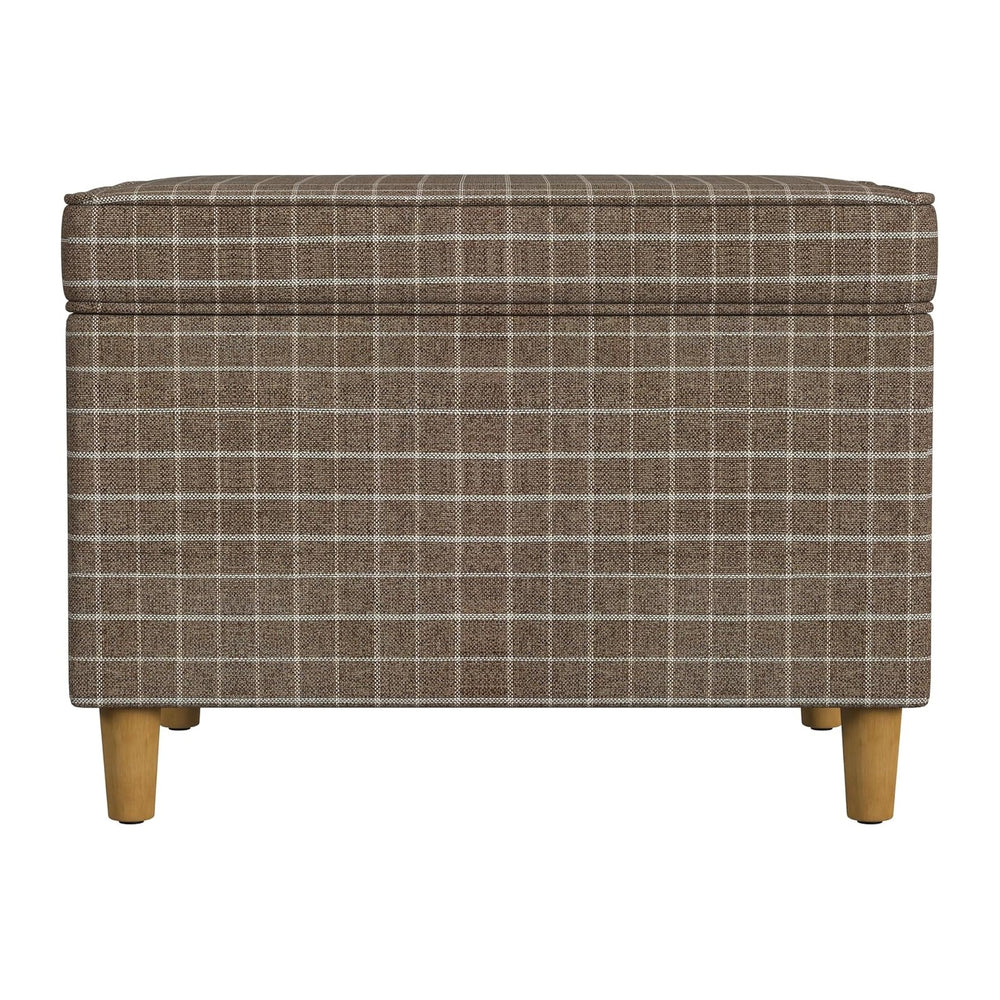 Spatial Order 24" Dinah Collection Storage Ottoman - Brown Windowpane Fa...