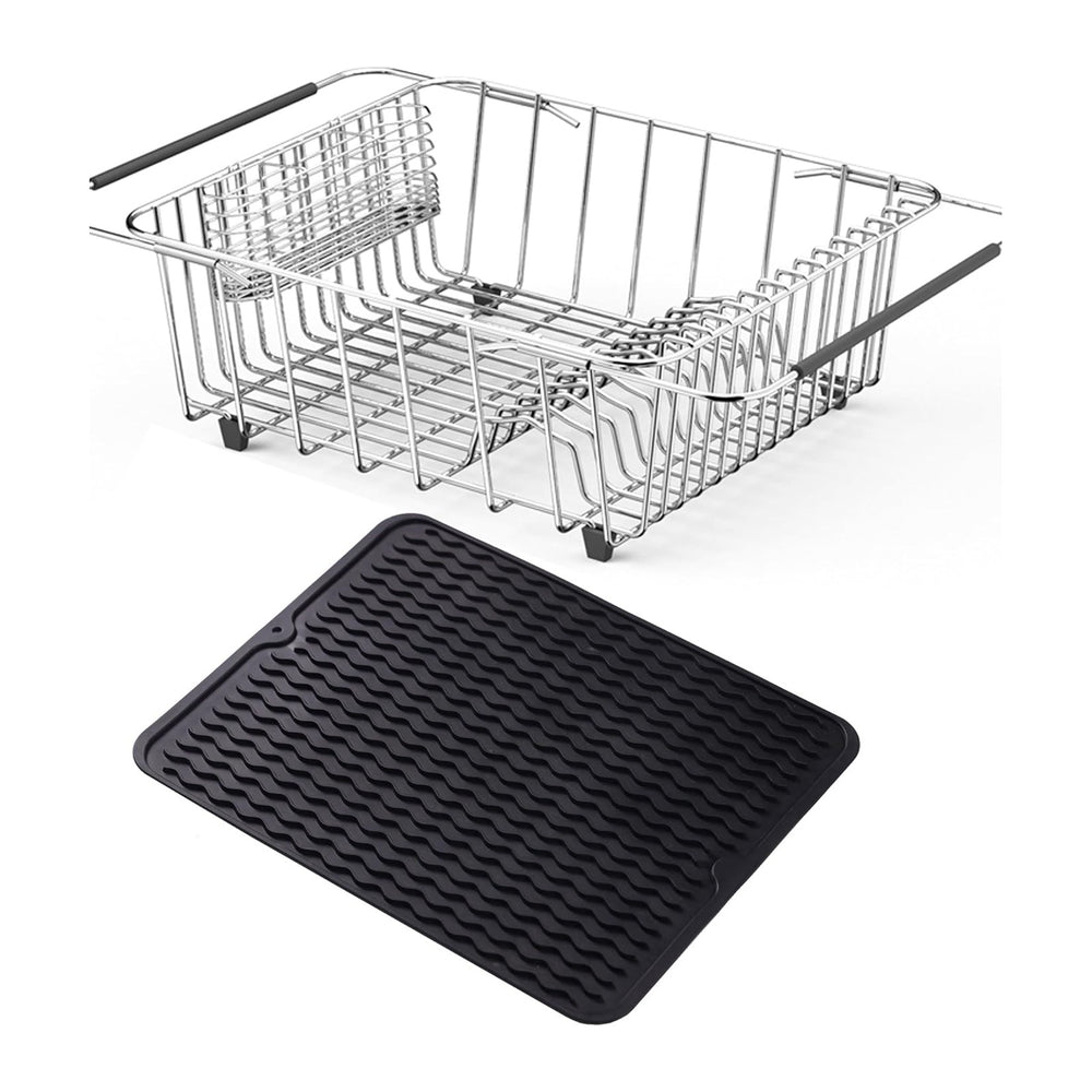 Stainless Steel Dish Drying Rack, Expandable Fruit & Vegetable Drain Rack...