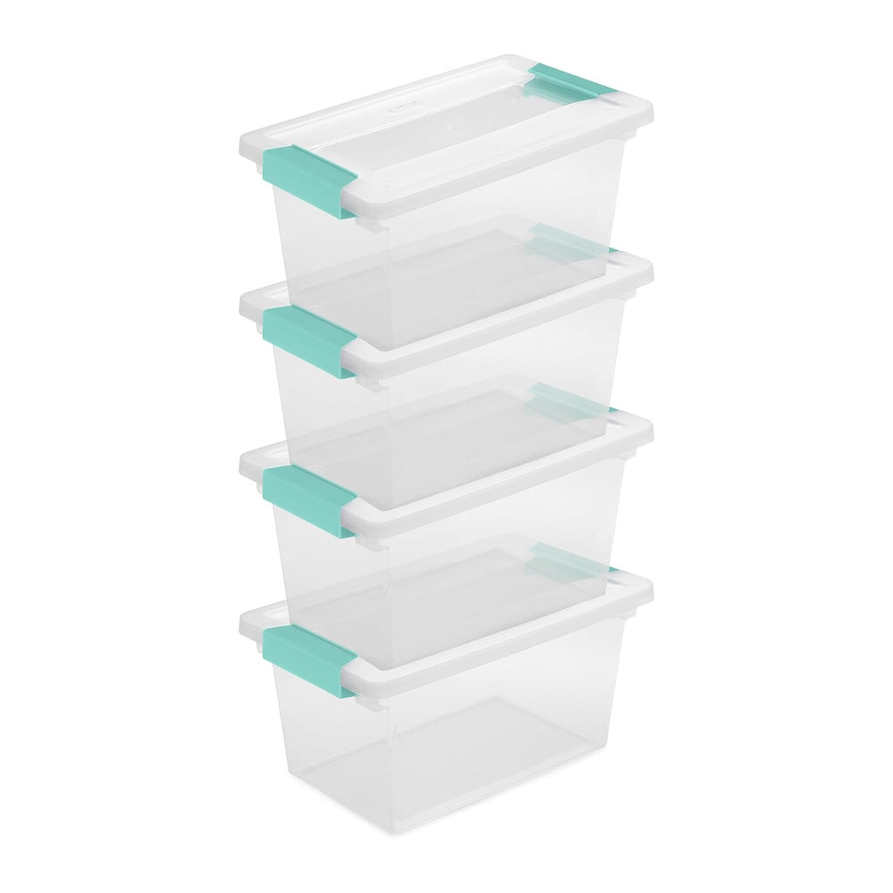 Sterilite 12-Pack Clip Box, Stackable Clear Plastic Bins with Latching Lids, ...