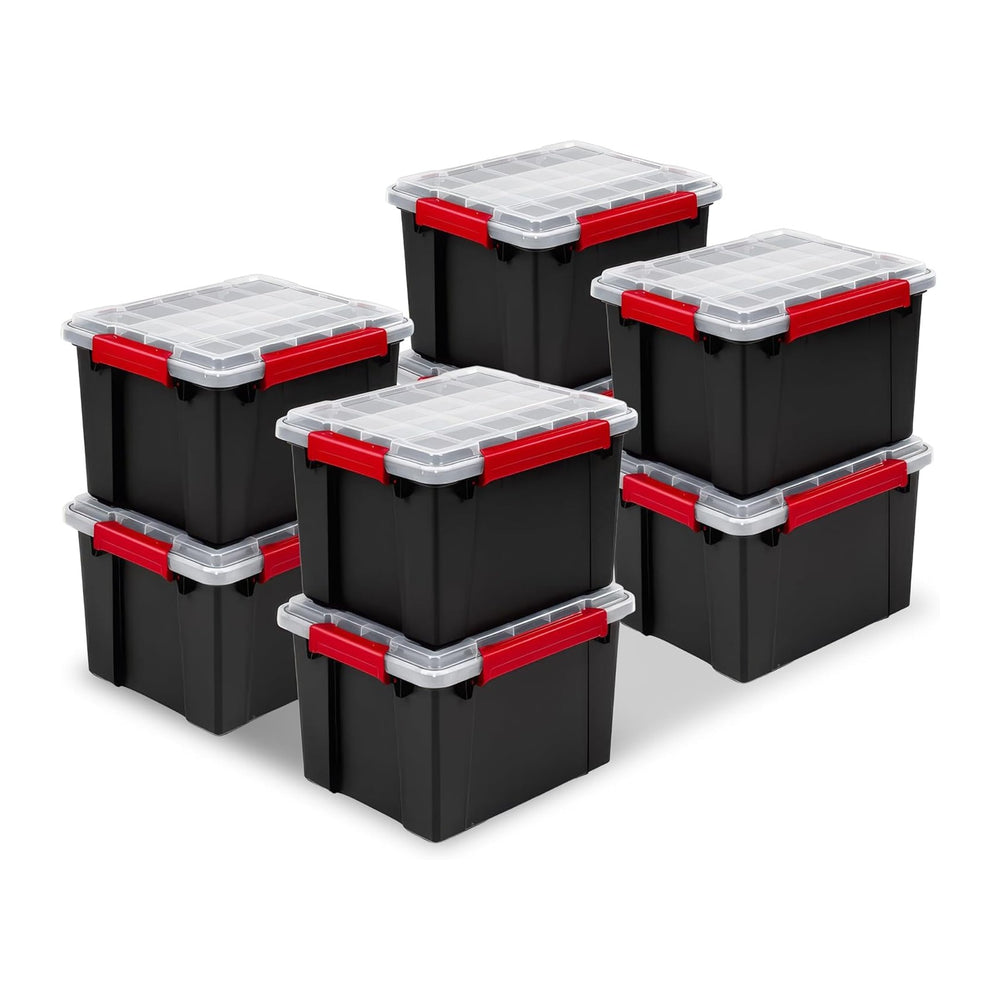 Sterilite 8 Pack Gasket Box, Stackable Plastic 8.5 Gallon Storage Container w...