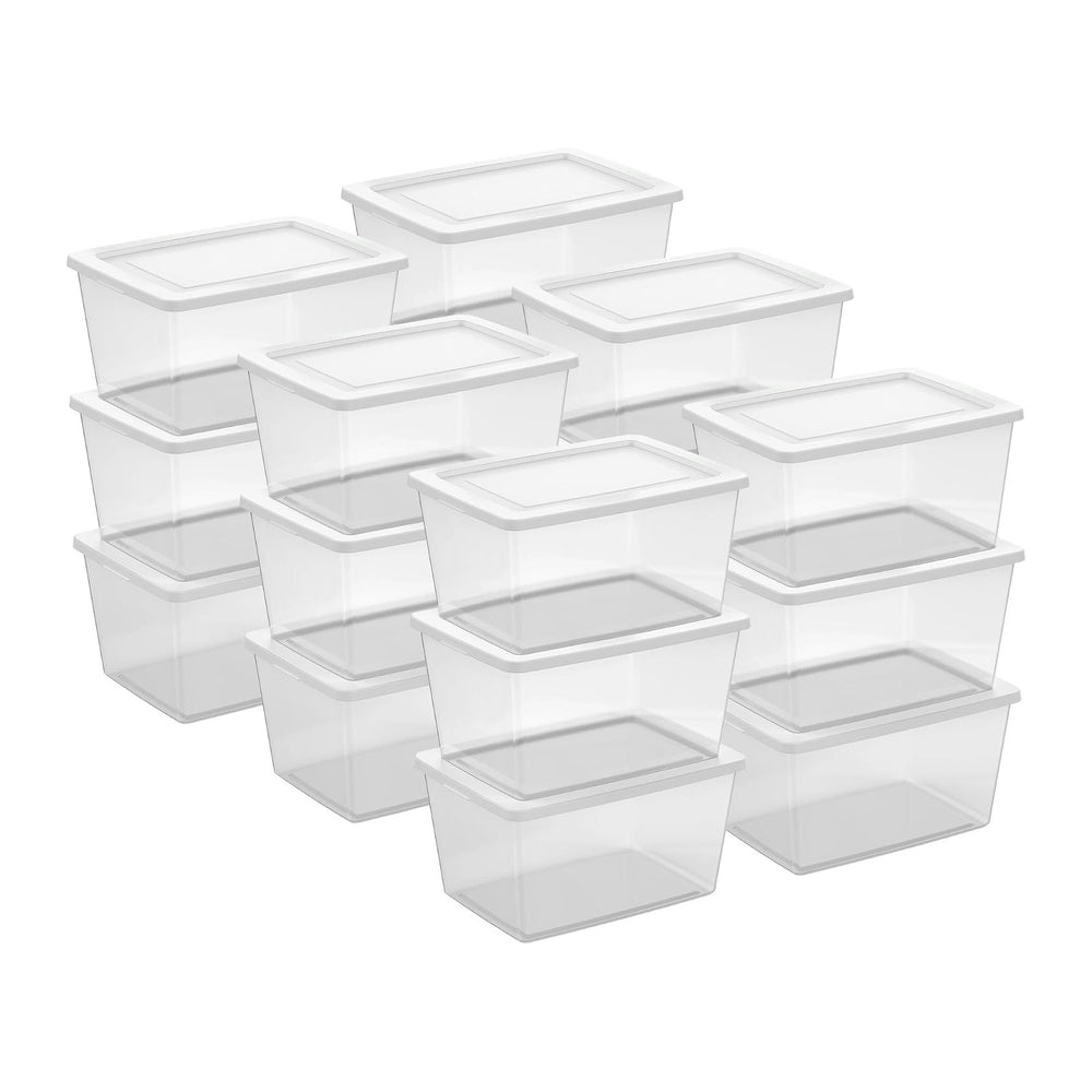 Sterilite Clear Storage Box Stackable Tote, 58 Quart, 18-Pack