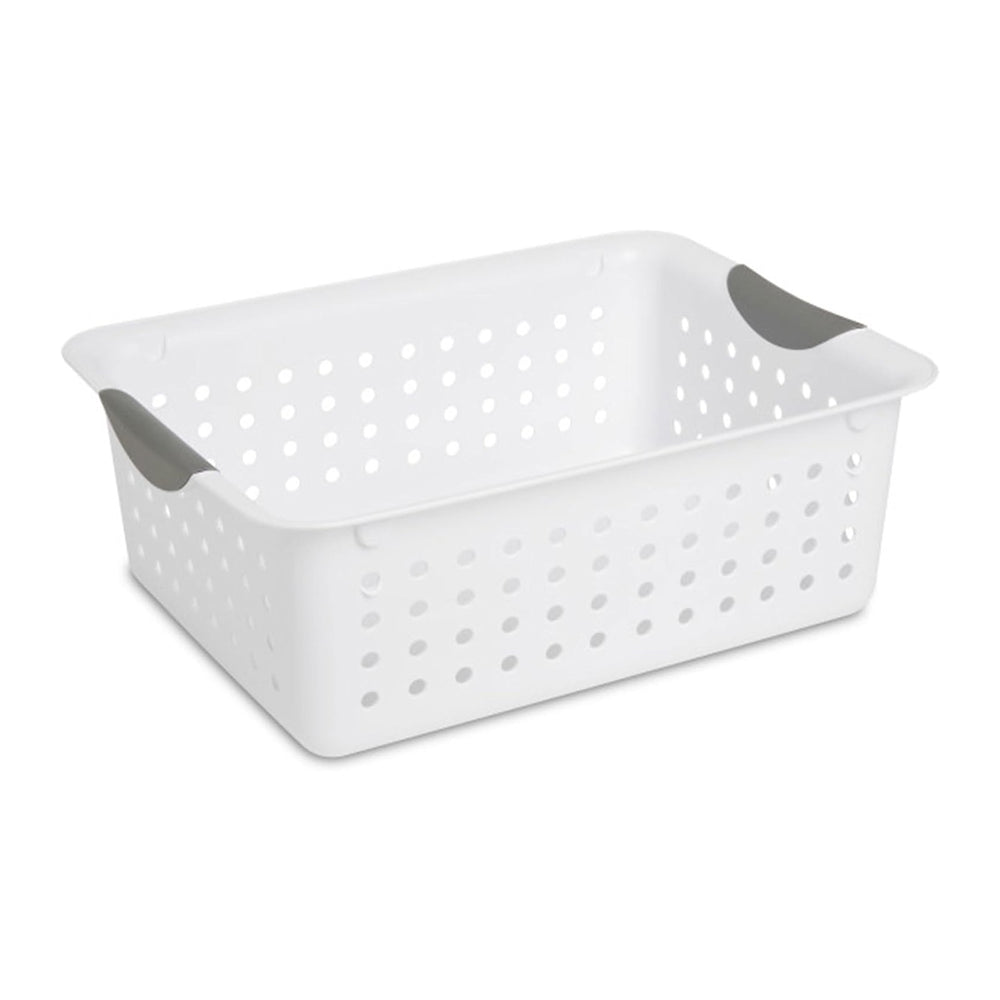 Sterilite Medium Ultra Basket, Open Top Plastic Storage Bin, White, 24-Pack