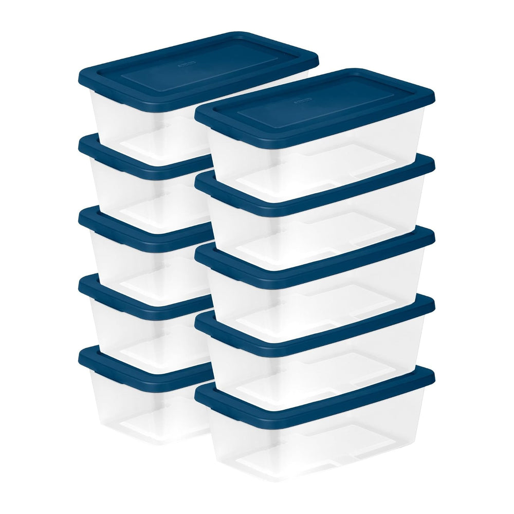 Sterilite Stackable 6 Quart Home Storage Box with Handles and Lid for Efficie...