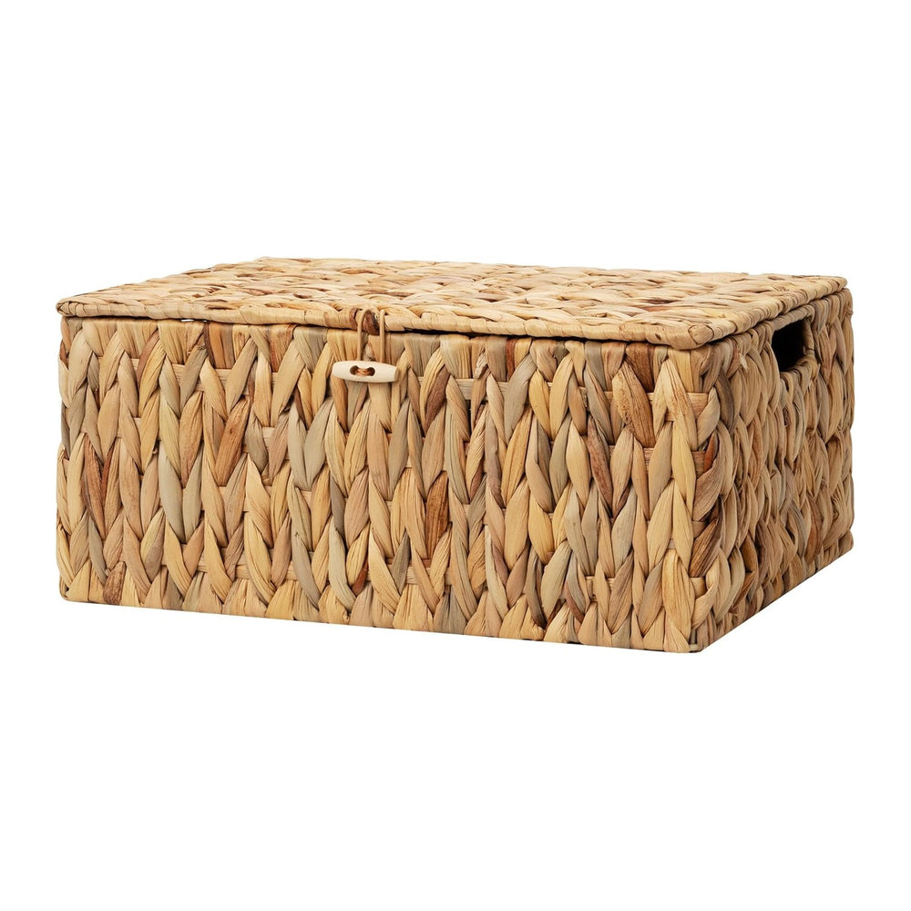 StorageWorks Wicker Basket with Lid, Storage Baskets with Lids, Hyacinth